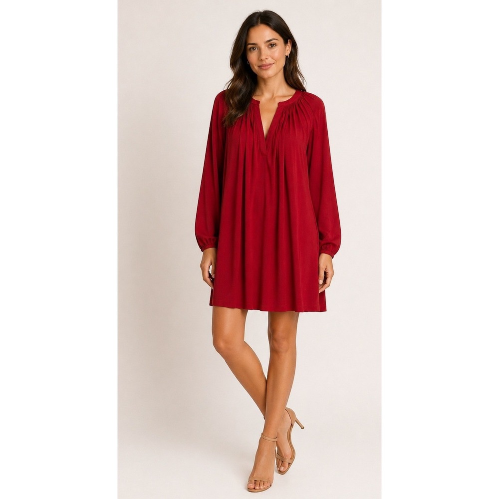 Saturday Sunday Anthropologie Red V-Neck Oversized Tunic Dress Small
